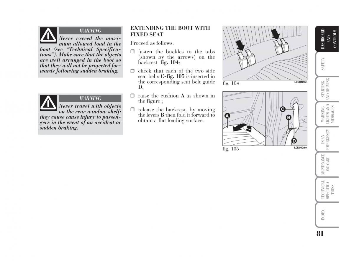 Lancia Musa owners manual / page 82