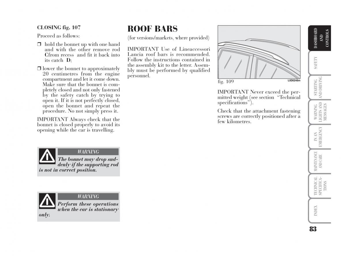 Lancia Musa owners manual / page 84