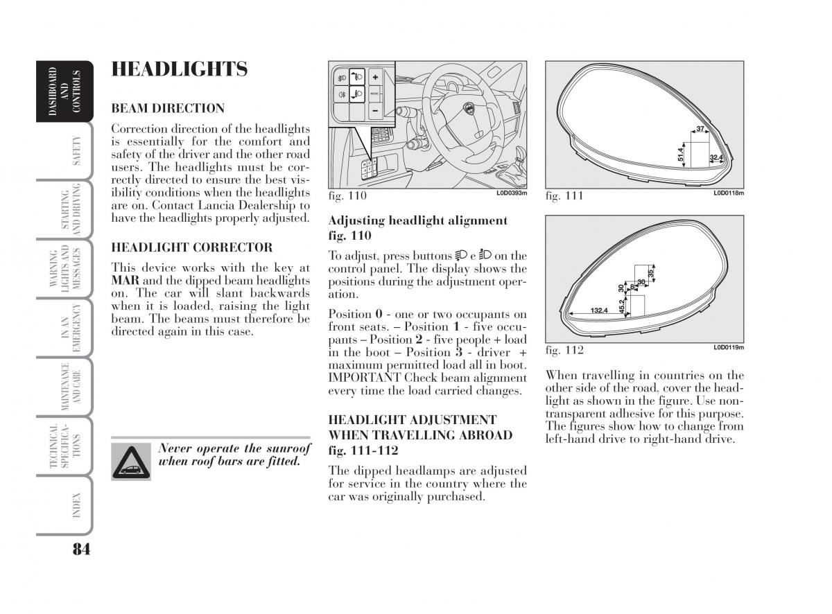 Lancia Musa owners manual / page 85