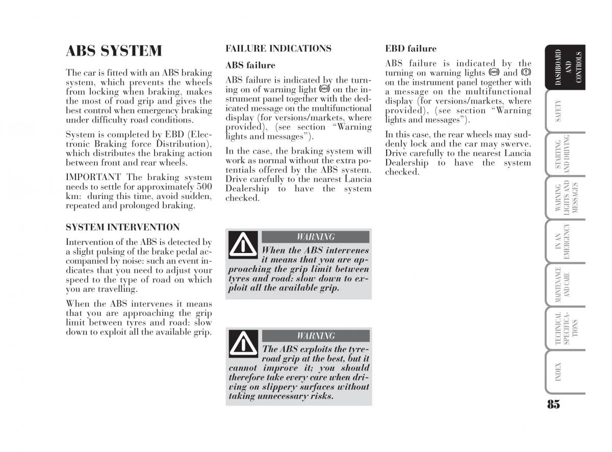 Lancia Musa owners manual / page 86