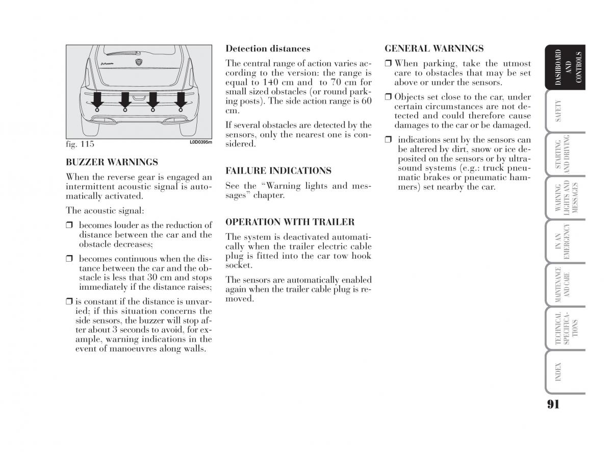 Lancia Musa owners manual / page 92