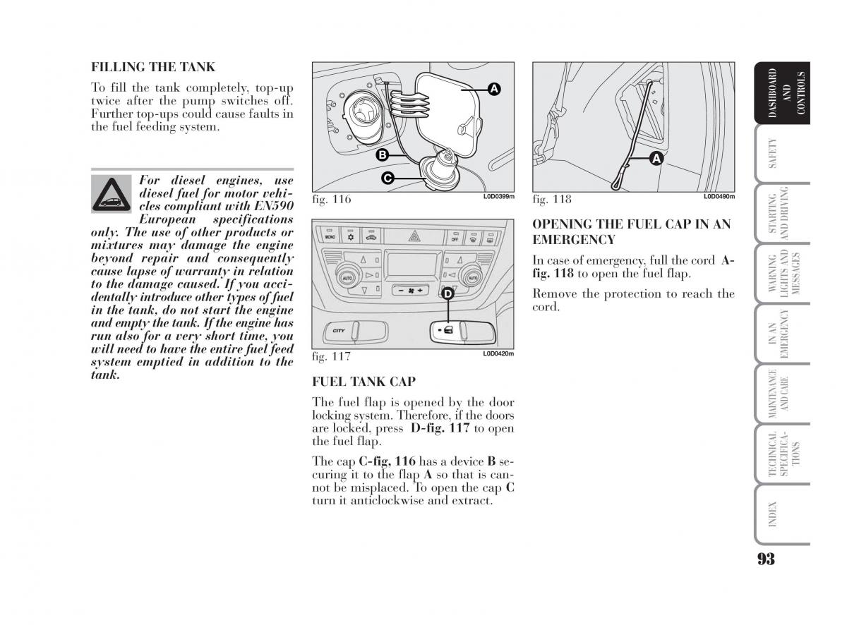 Lancia Musa owners manual / page 94