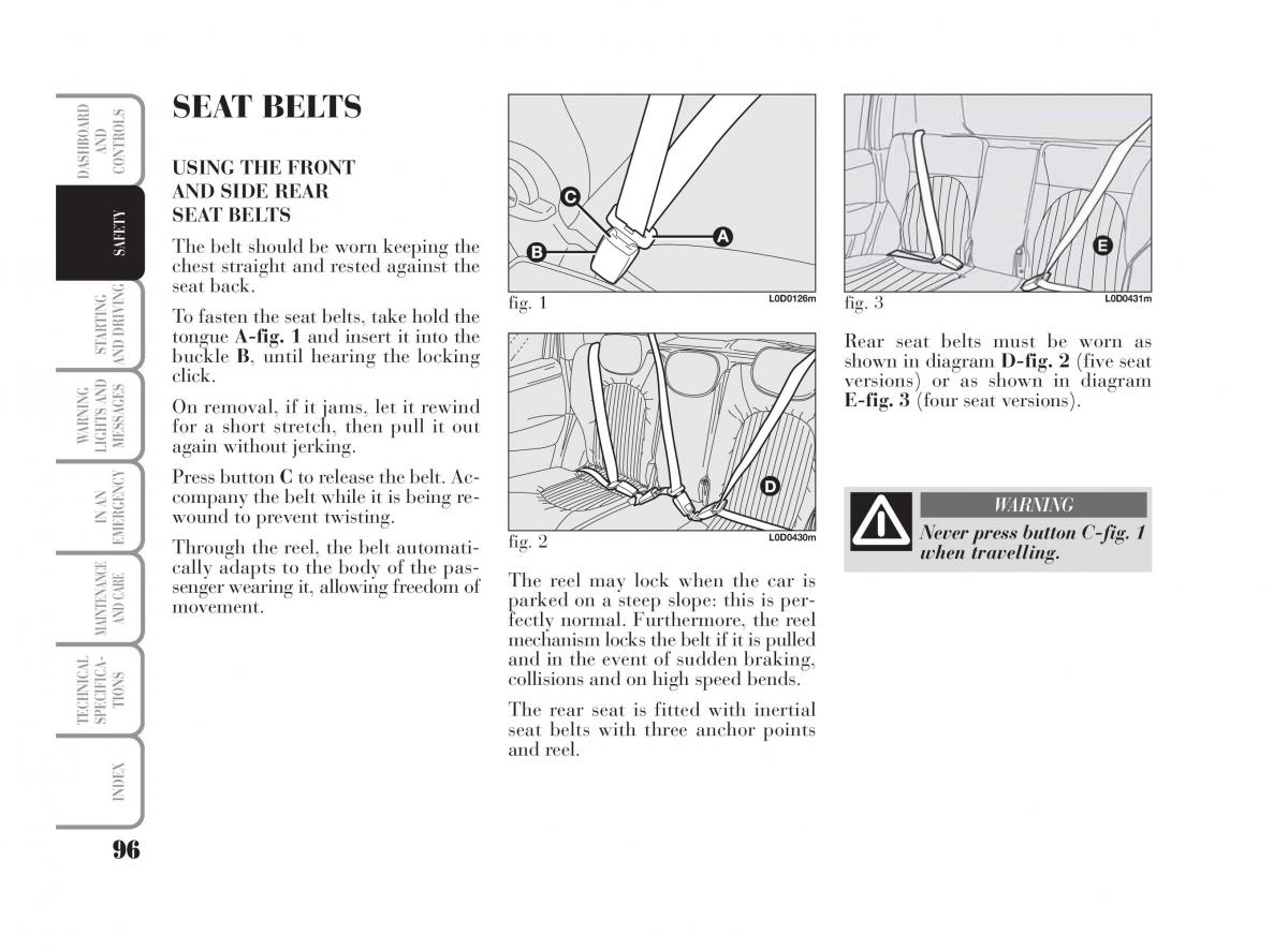 Lancia Musa owners manual / page 97