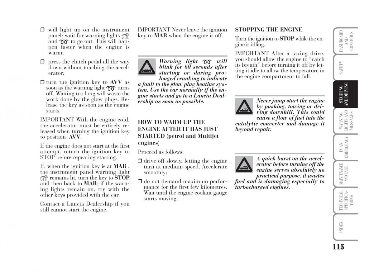 Lancia Musa owners manual / page 116