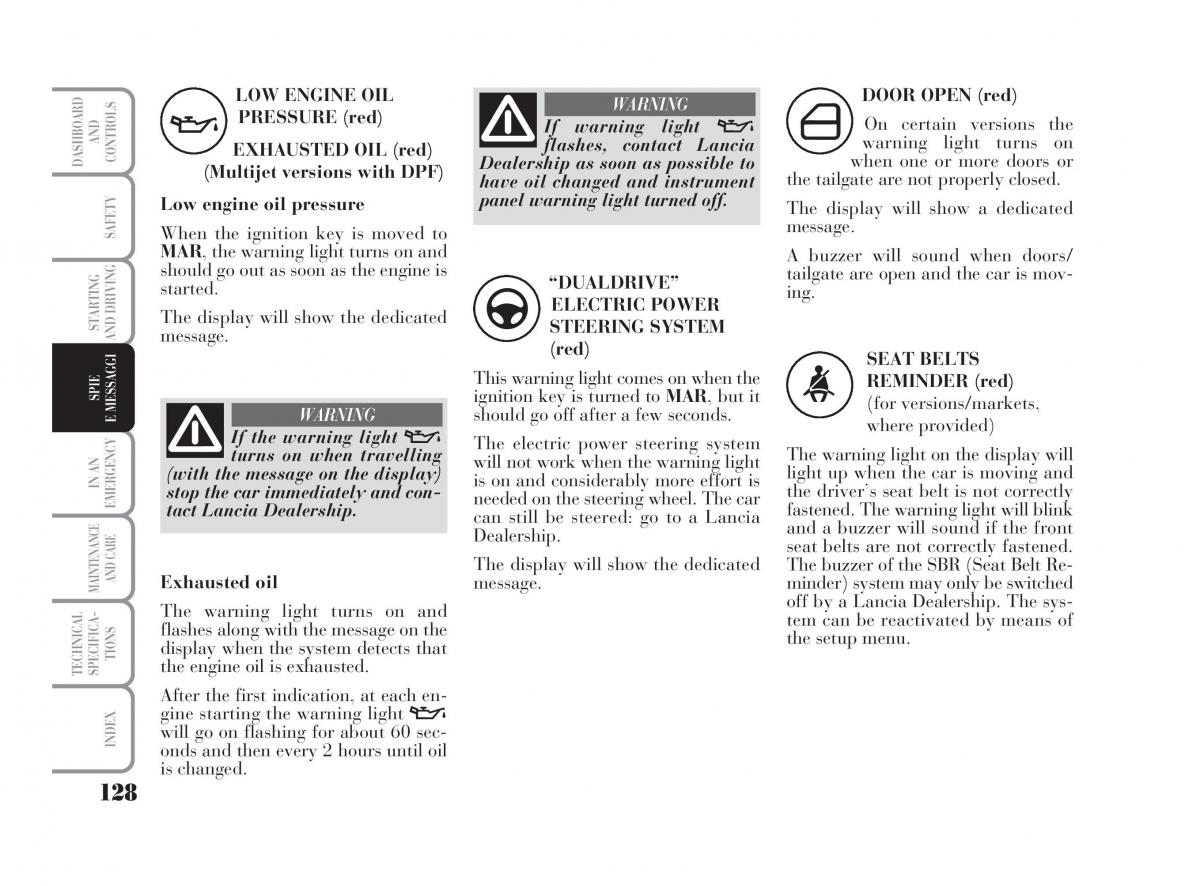 Lancia Musa owners manual / page 129