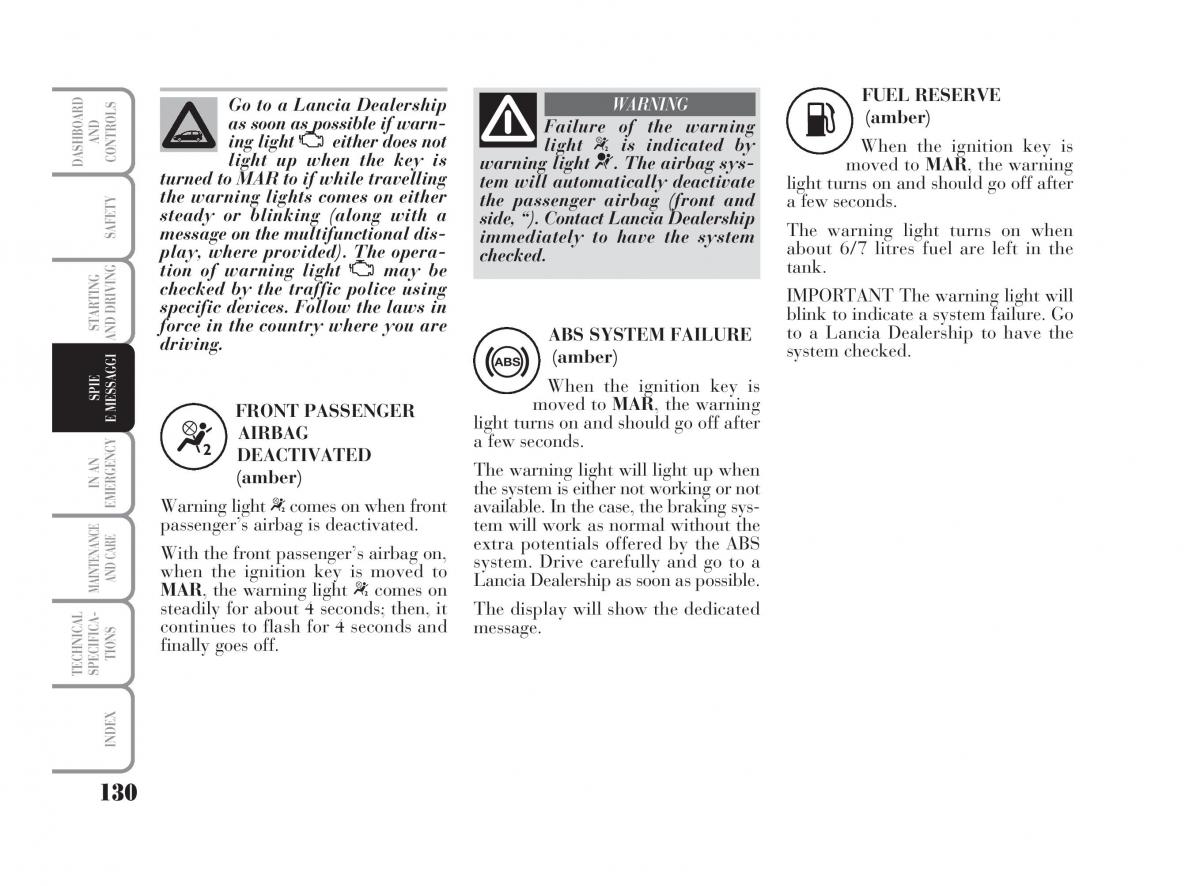 Lancia Musa owners manual / page 131