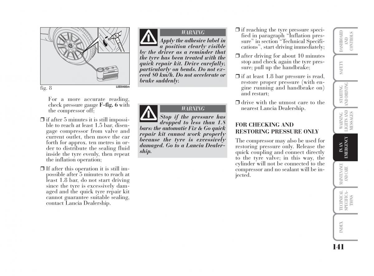 Lancia Musa owners manual / page 142