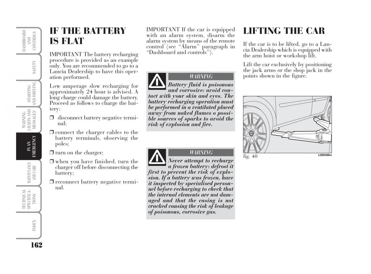 Lancia Musa owners manual / page 163