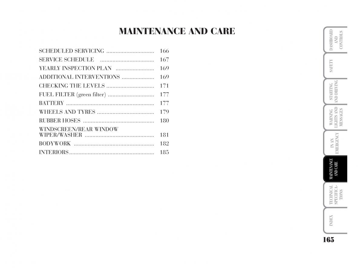 Lancia Musa owners manual / page 166