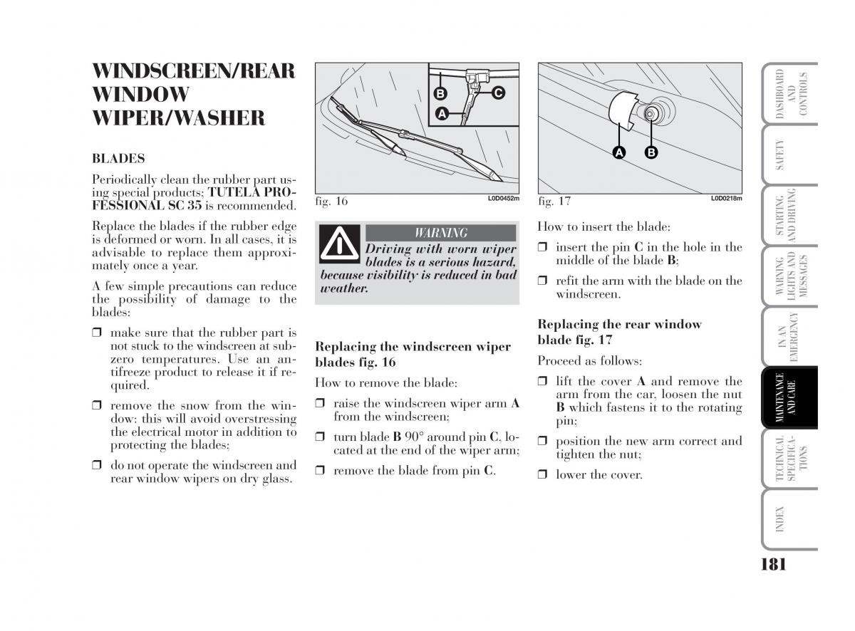 Lancia Musa owners manual / page 182