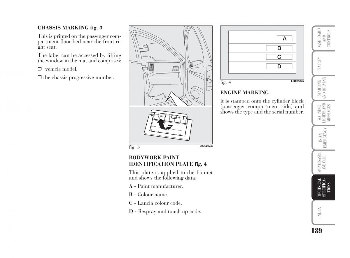 Lancia Musa owners manual / page 190