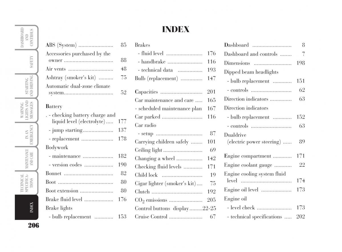 Lancia Musa owners manual / page 207