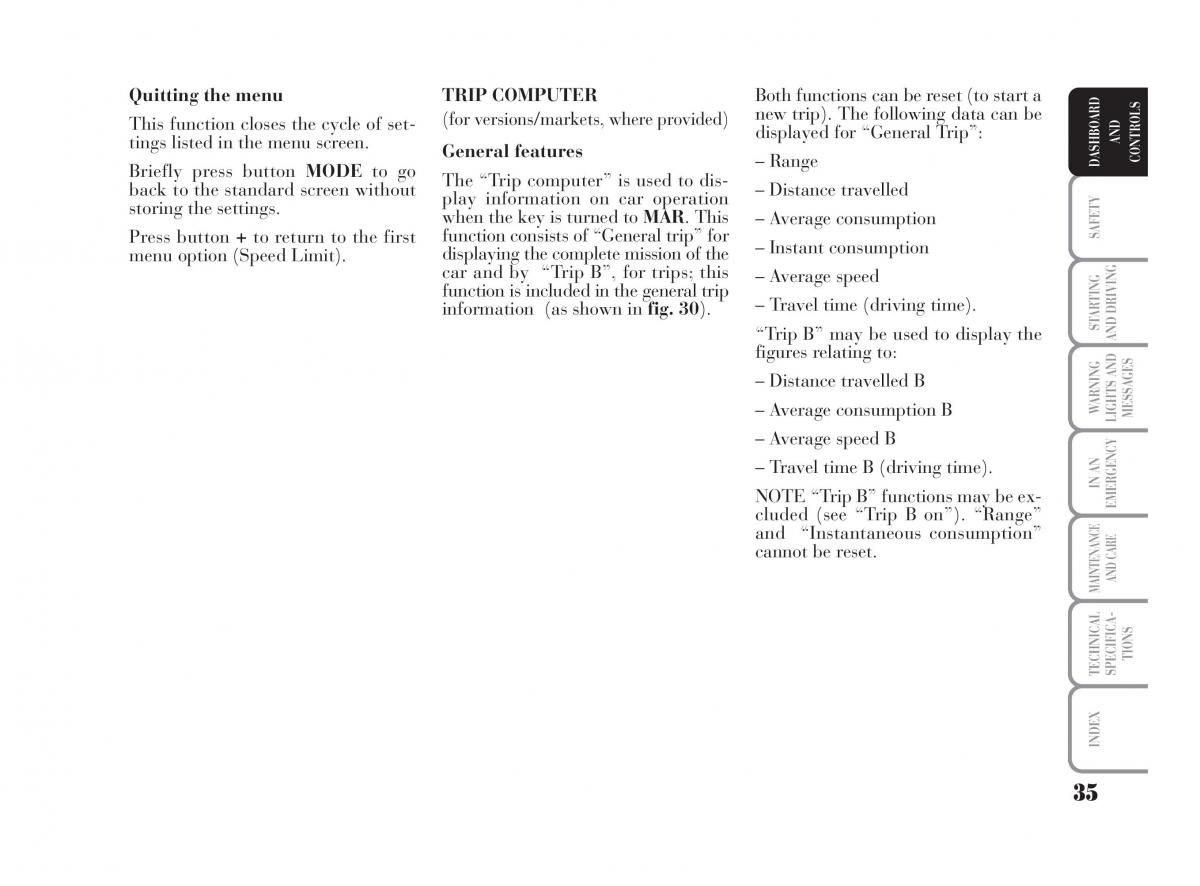 Lancia Musa owners manual / page 36