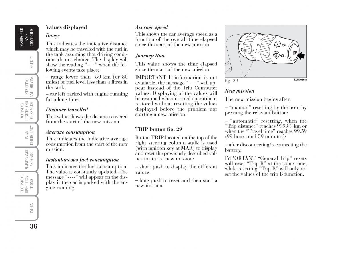 Lancia Musa owners manual / page 37