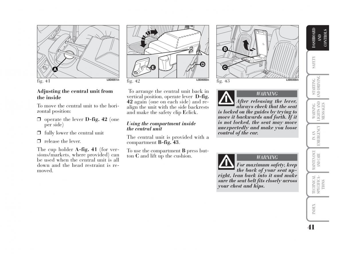 Lancia Musa owners manual / page 42