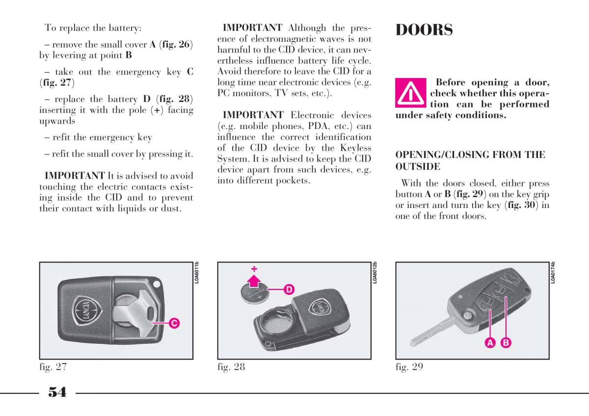 Lancia Thesis owners manual / page 55