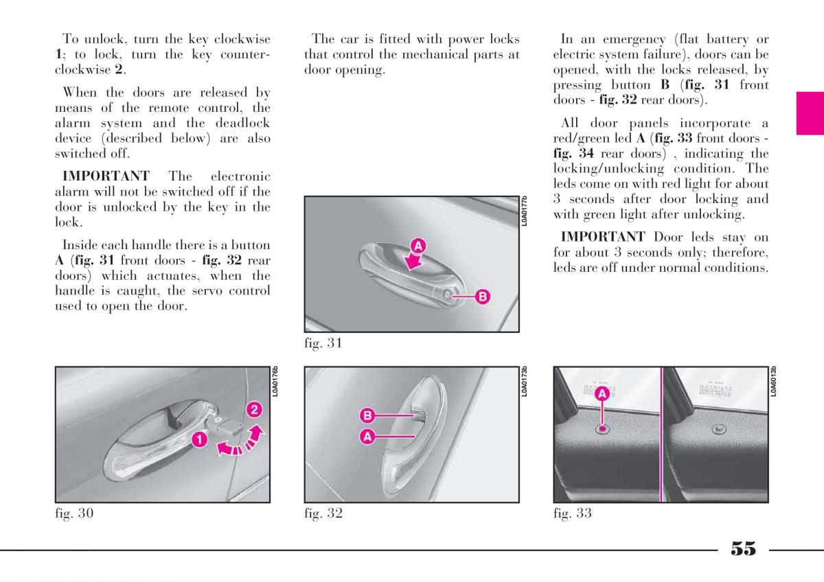 Lancia Thesis owners manual / page 56