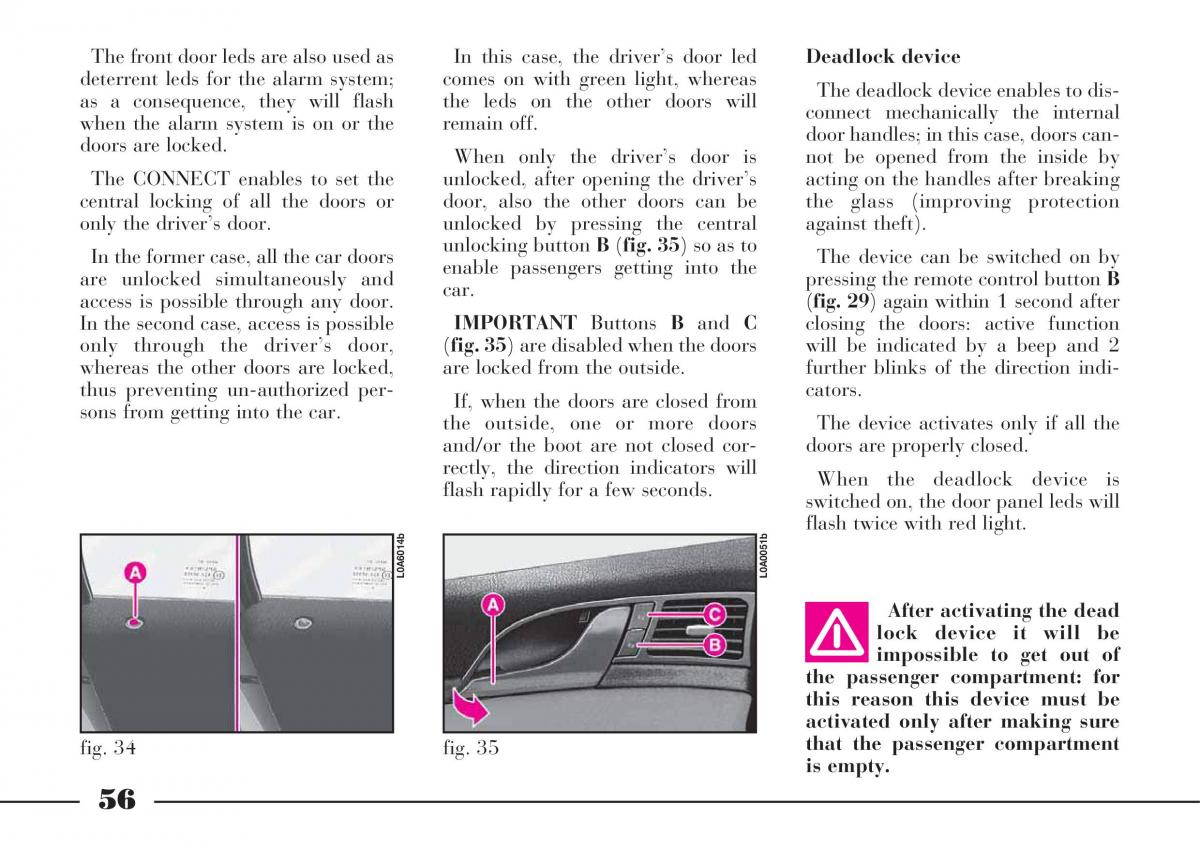 Lancia Thesis owners manual / page 57