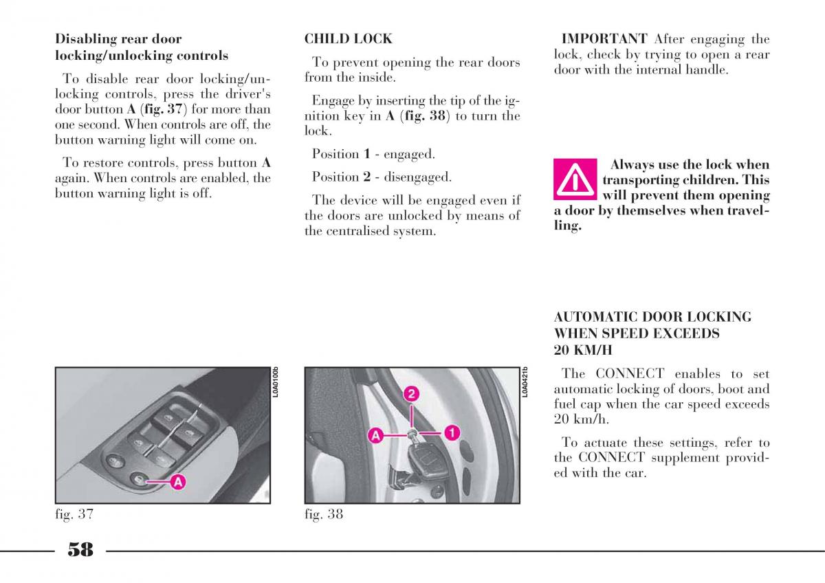 Lancia Thesis owners manual / page 59