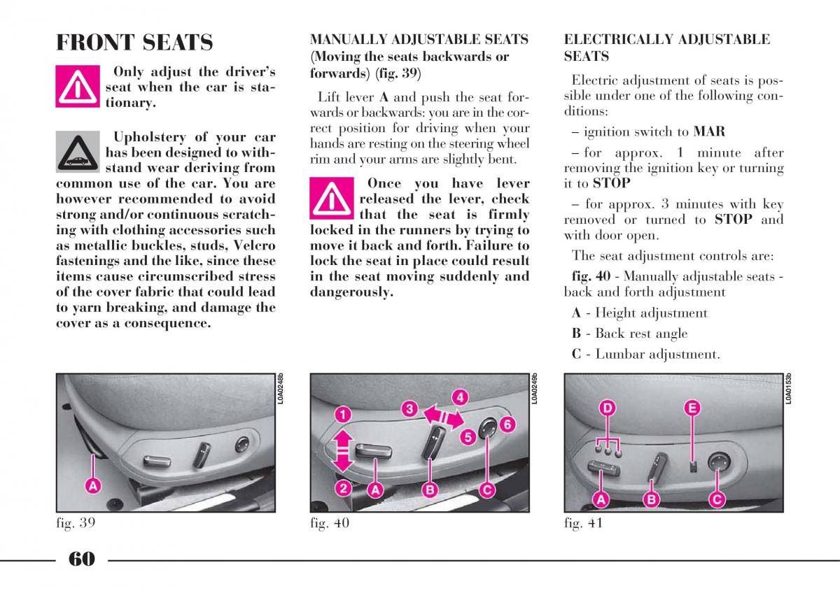 Lancia Thesis owners manual / page 61