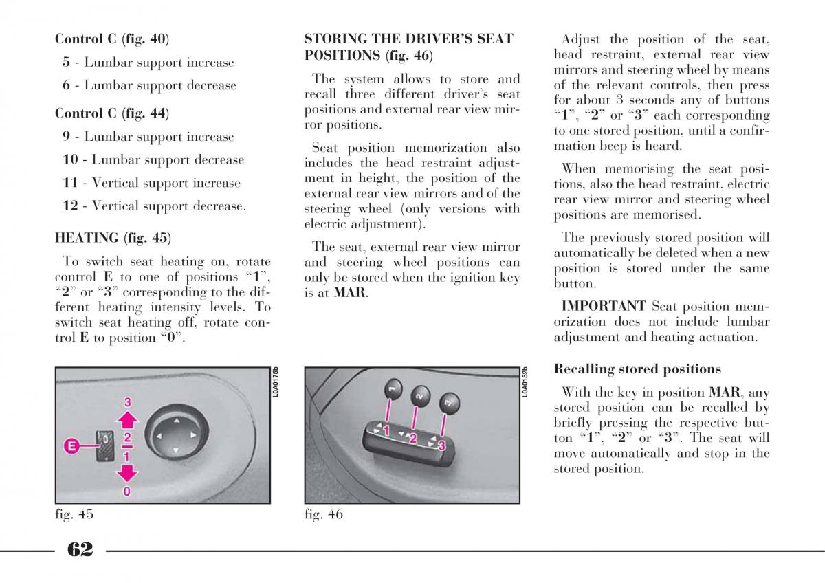 Lancia Thesis owners manual / page 63