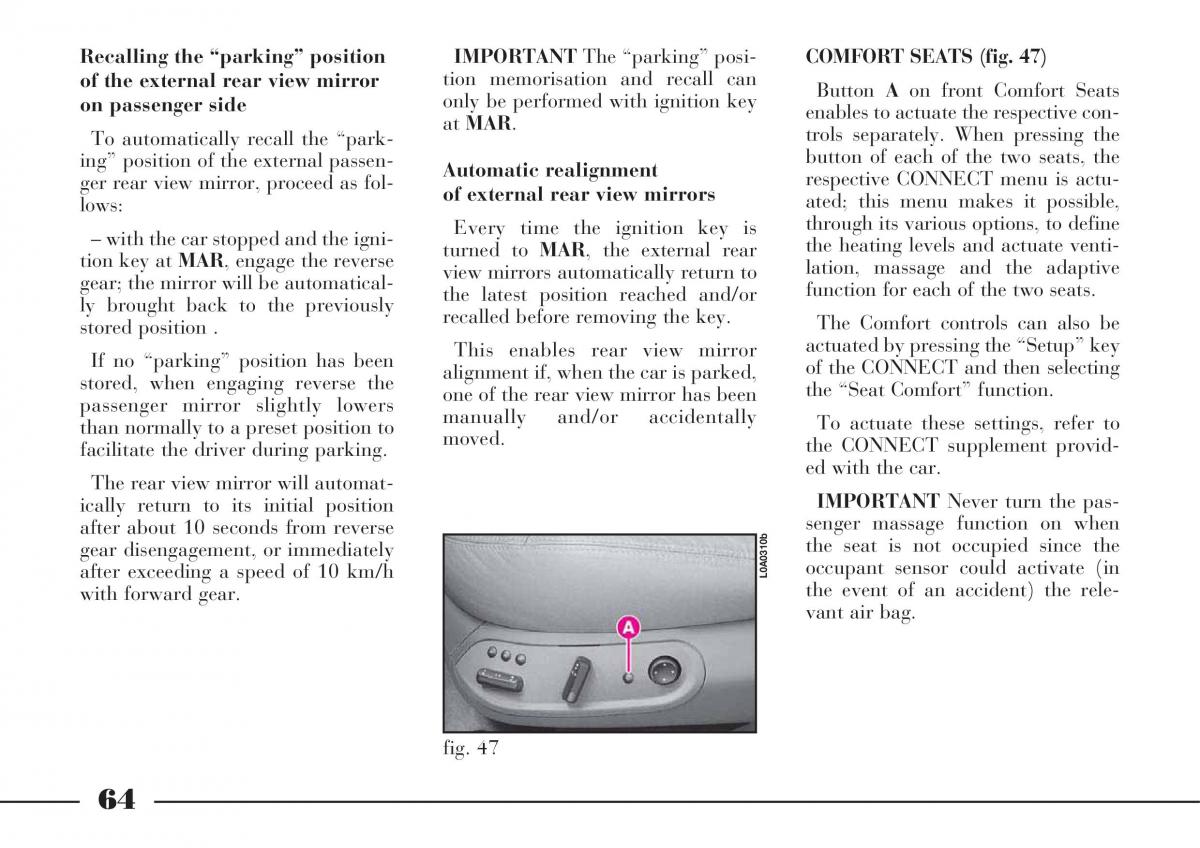 Lancia Thesis owners manual / page 65