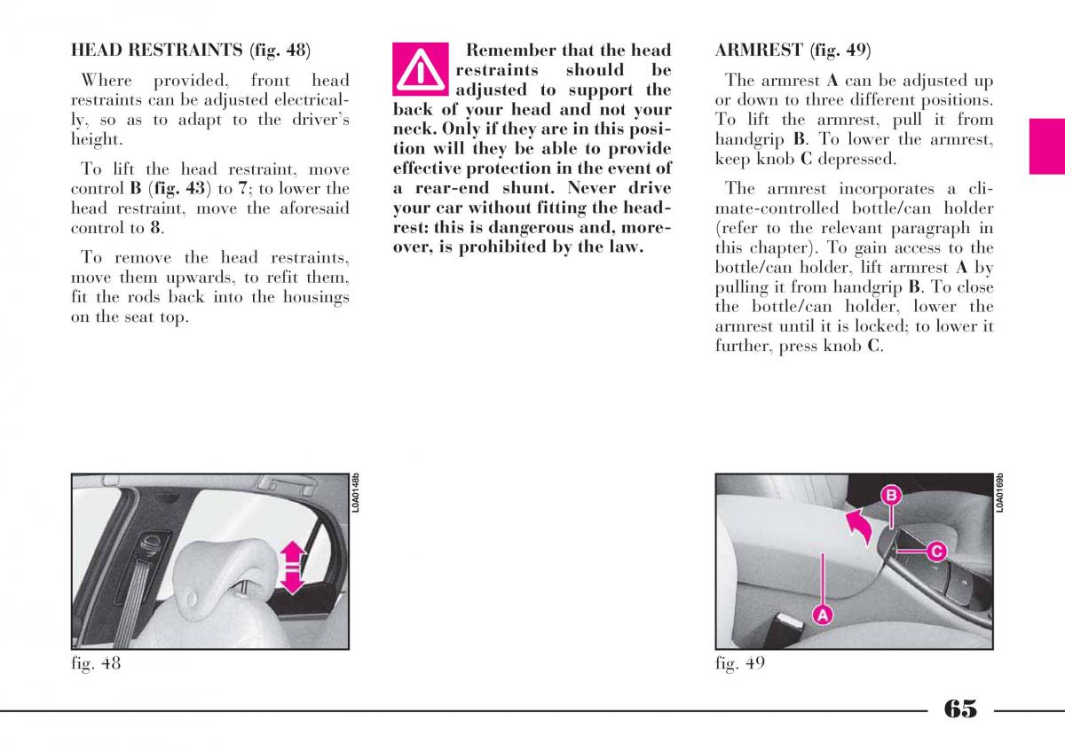 Lancia Thesis owners manual / page 66