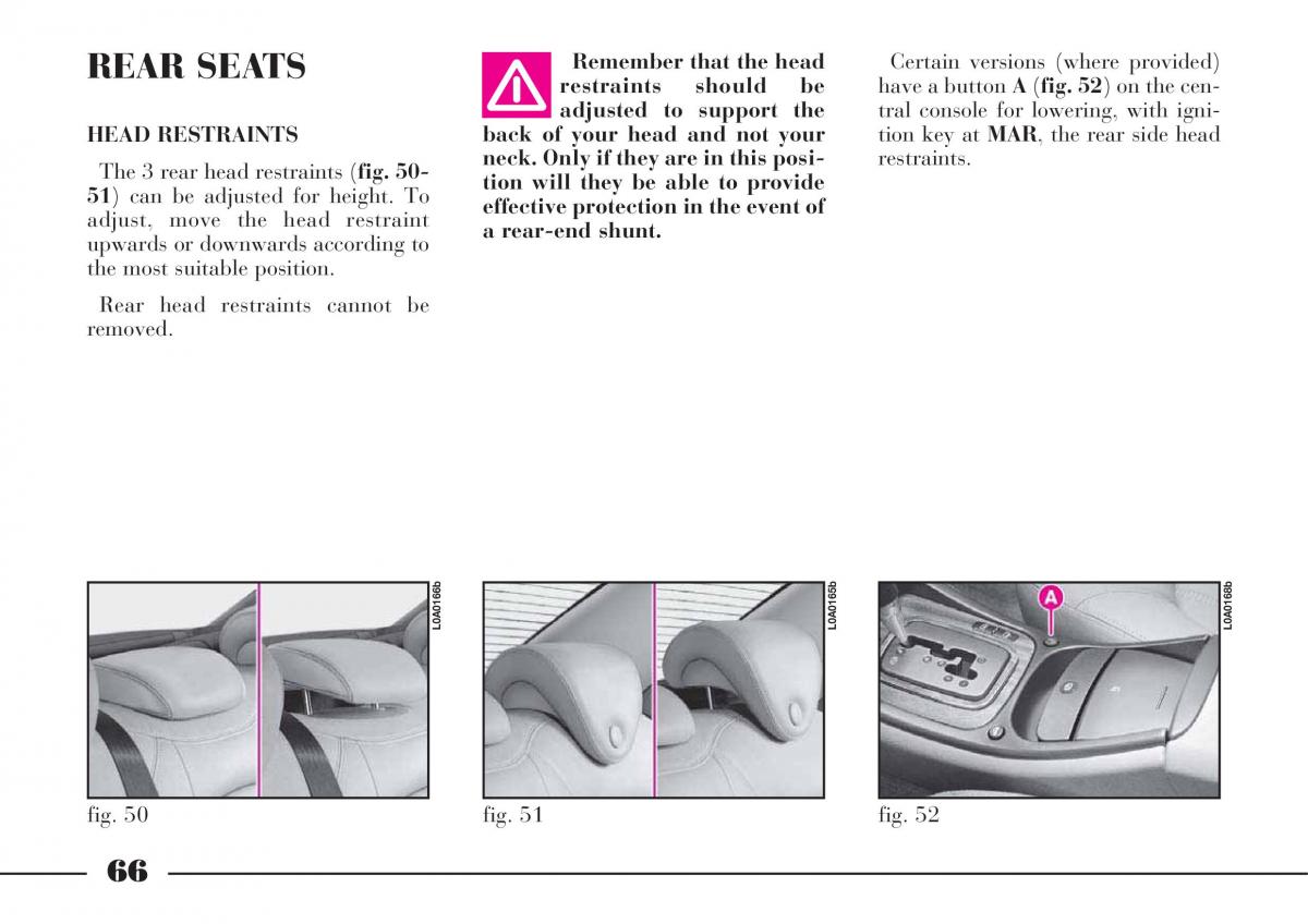 Lancia Thesis owners manual / page 67