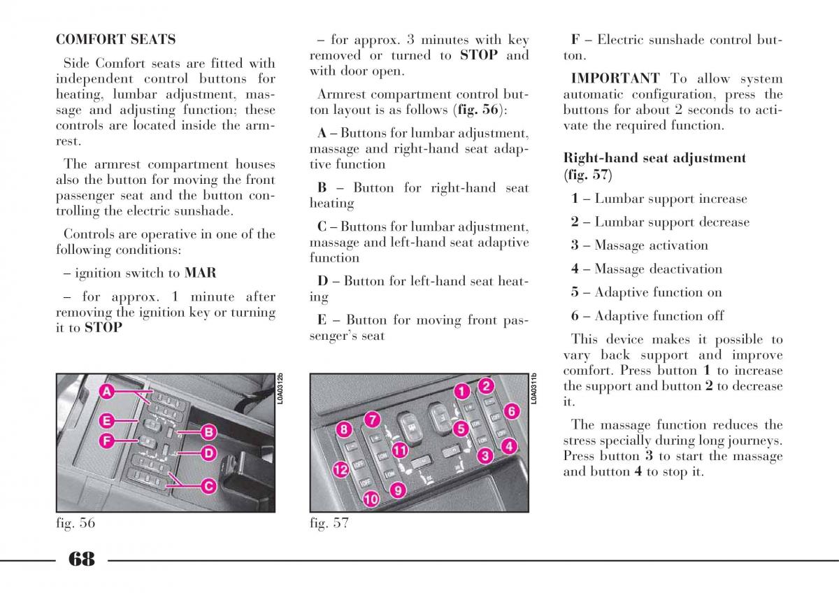 Lancia Thesis owners manual / page 69