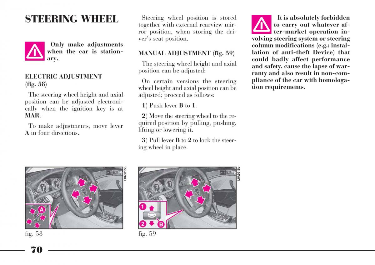 Lancia Thesis owners manual / page 71