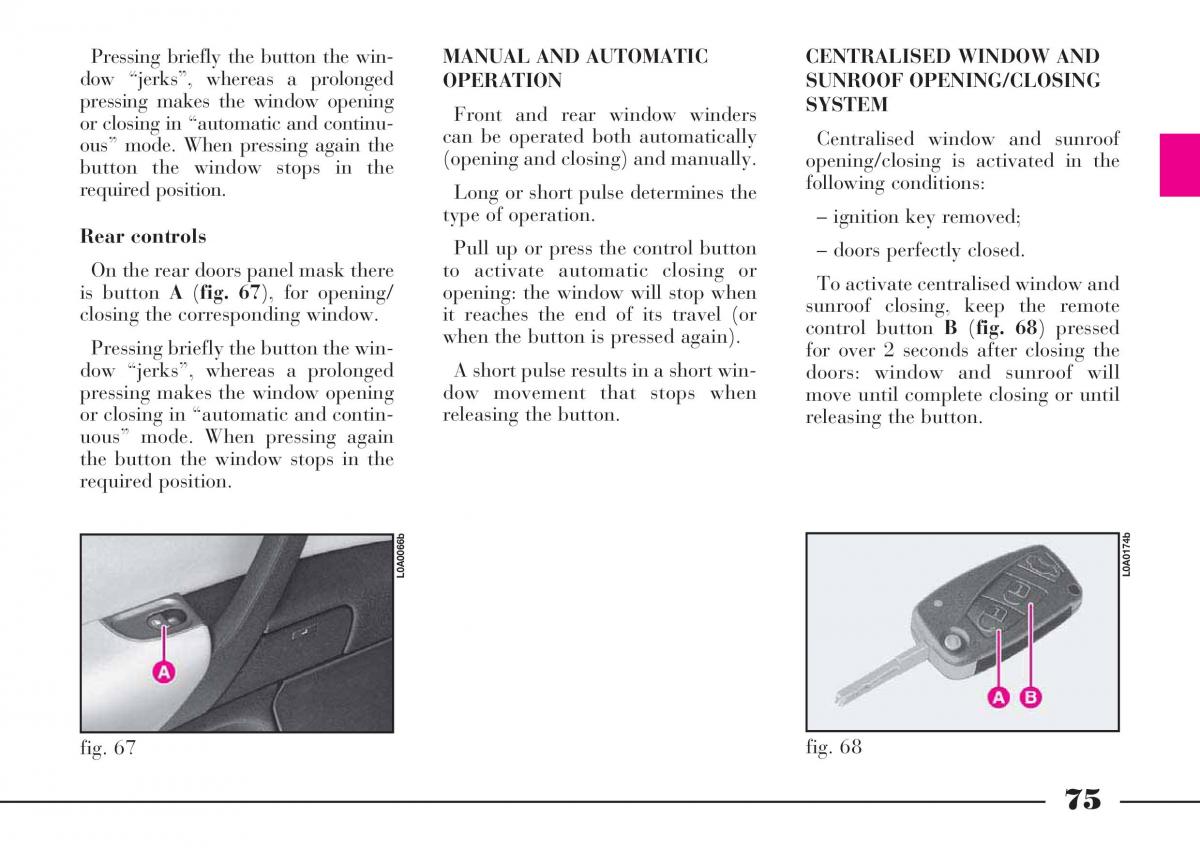 Lancia Thesis owners manual / page 76