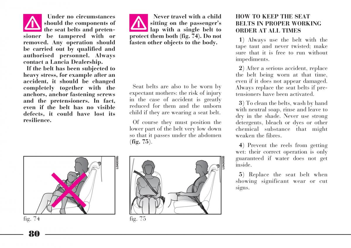 Lancia Thesis owners manual / page 81