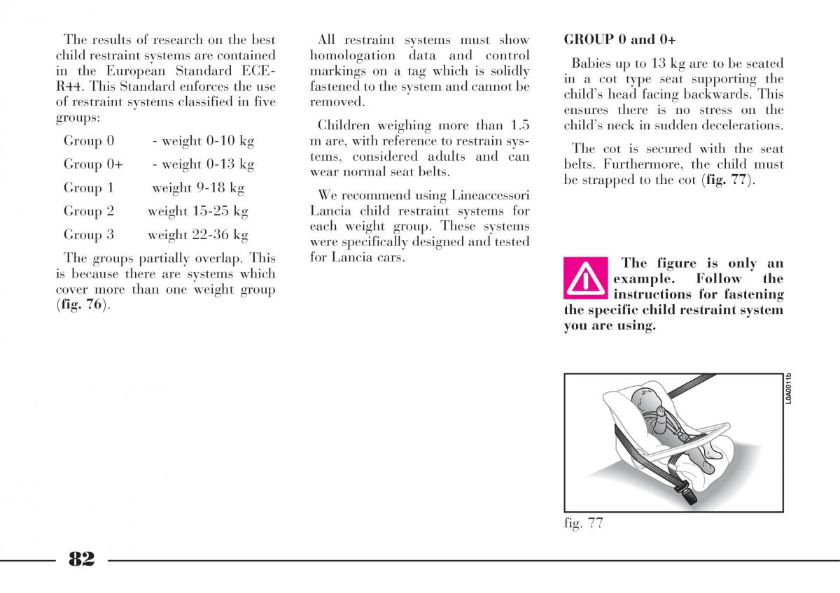 Lancia Thesis owners manual / page 83