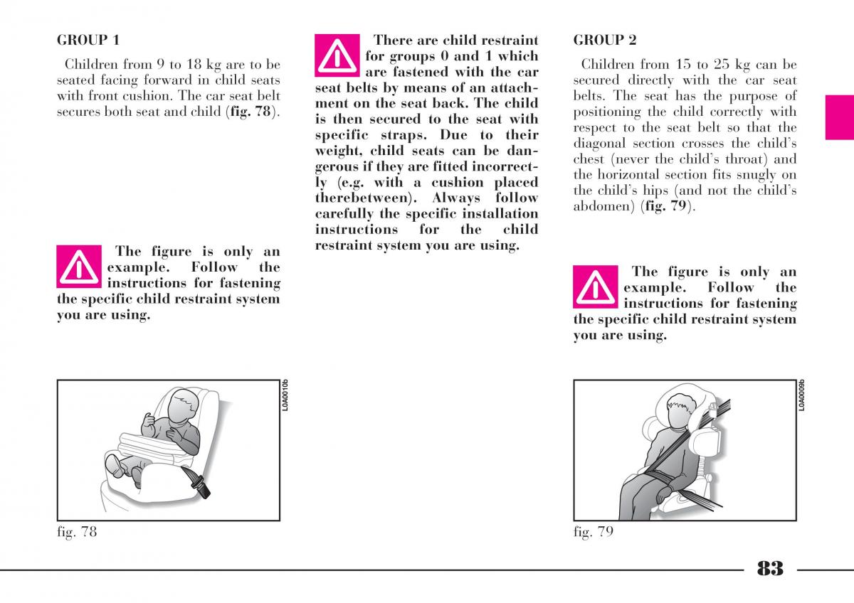 Lancia Thesis owners manual / page 84