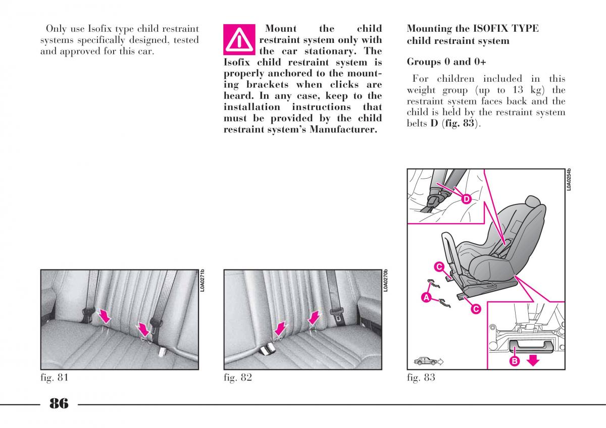 Lancia Thesis owners manual / page 87