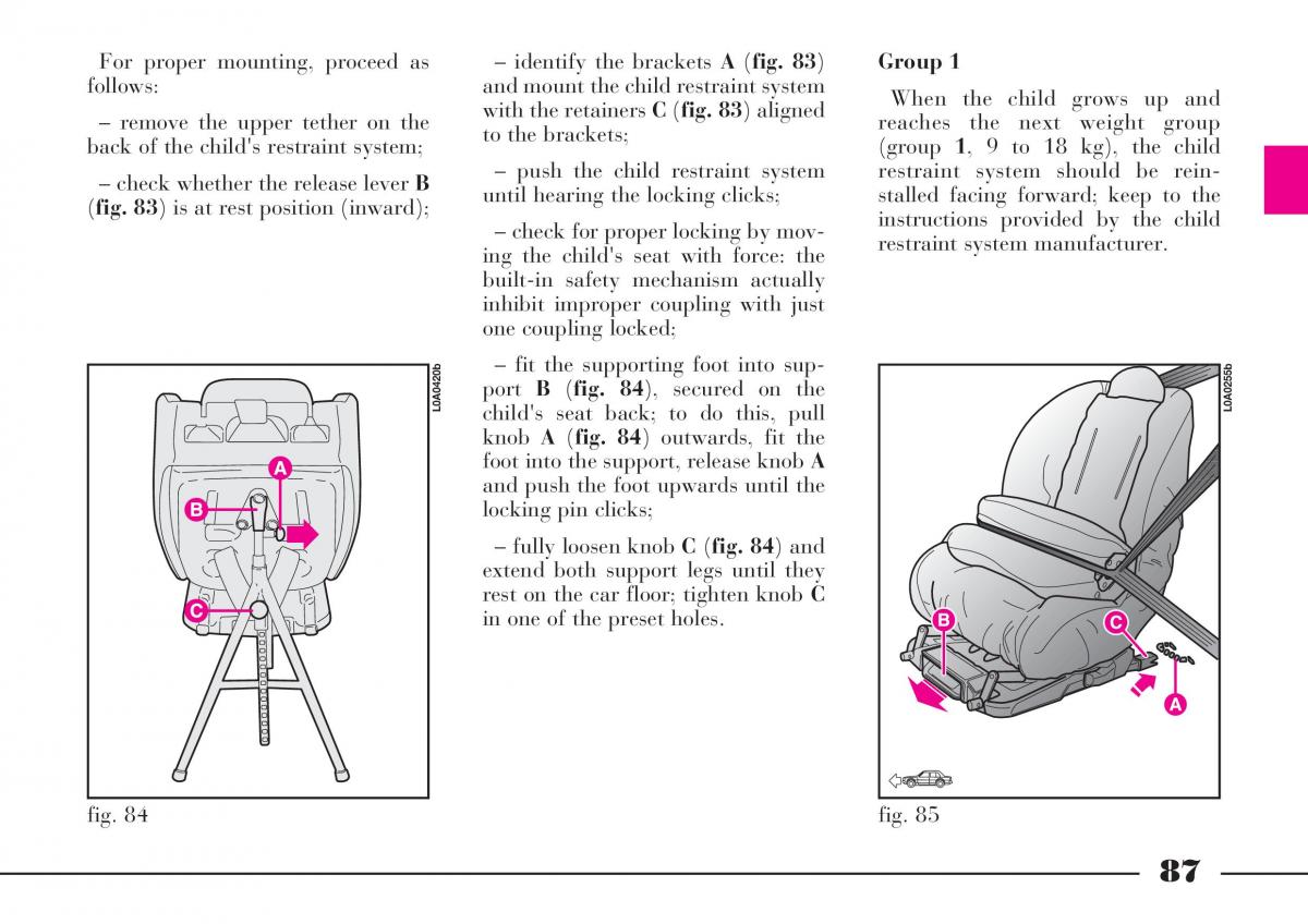 Lancia Thesis owners manual / page 88