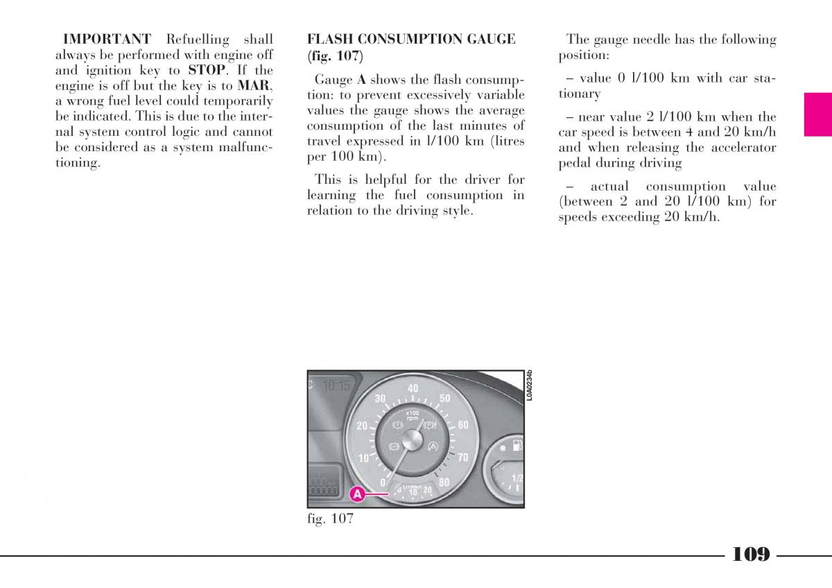 Lancia Thesis owners manual / page 110