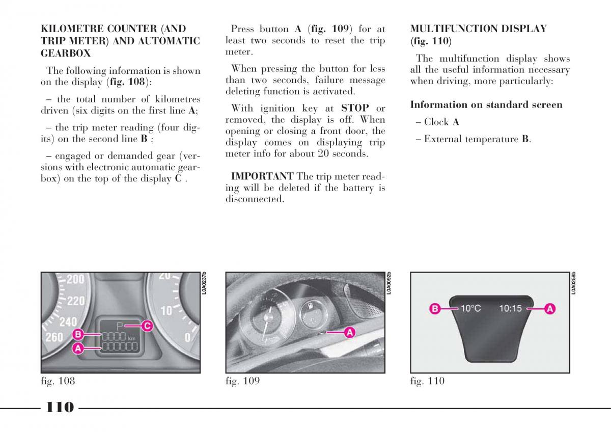 Lancia Thesis owners manual / page 111