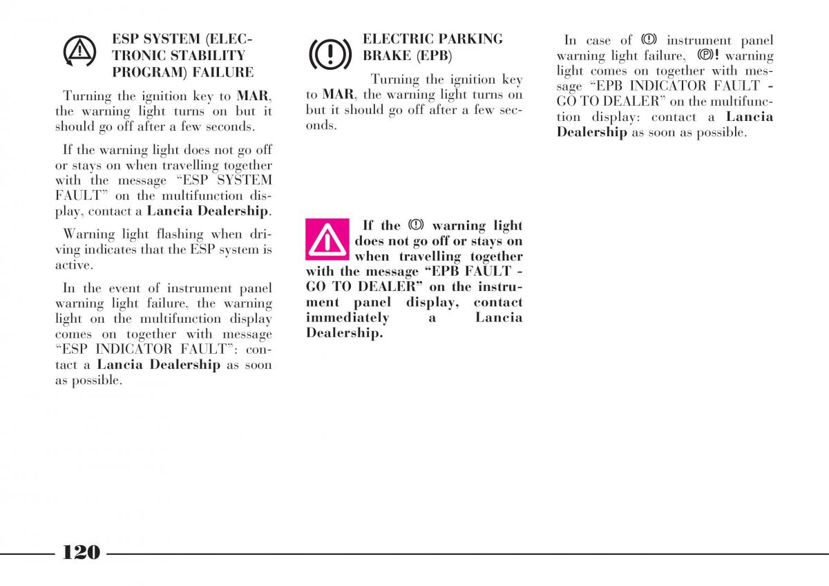 Lancia Thesis owners manual / page 121