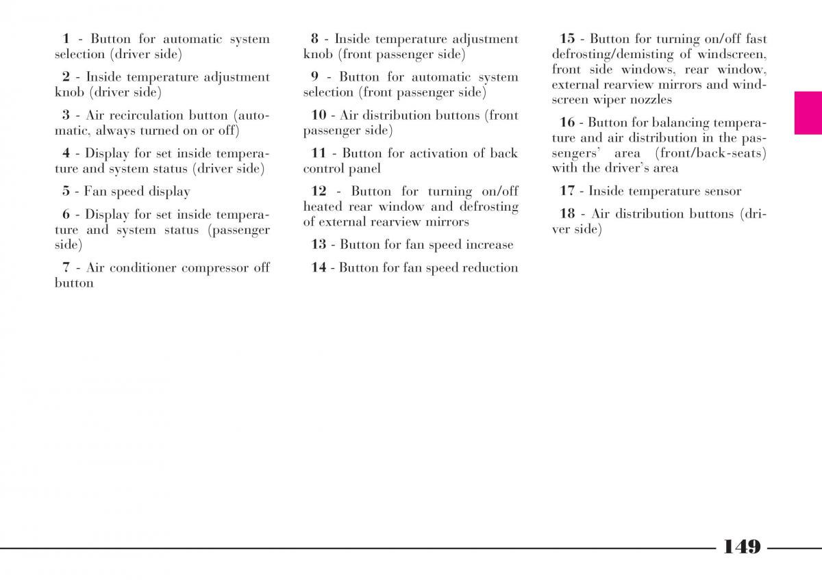 Lancia Thesis owners manual / page 150