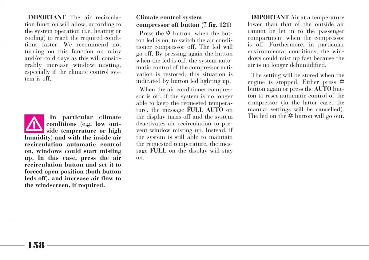 Lancia Thesis owners manual / page 159