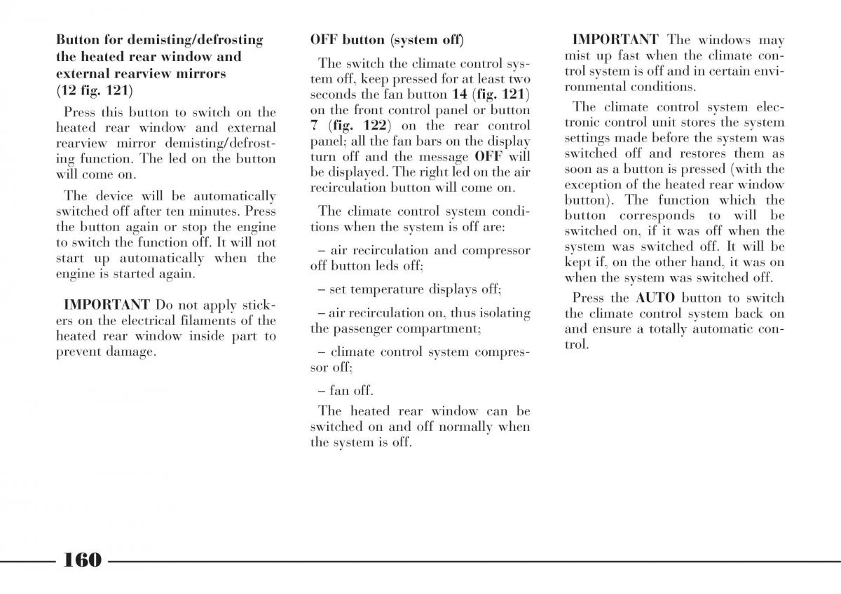 Lancia Thesis owners manual / page 161