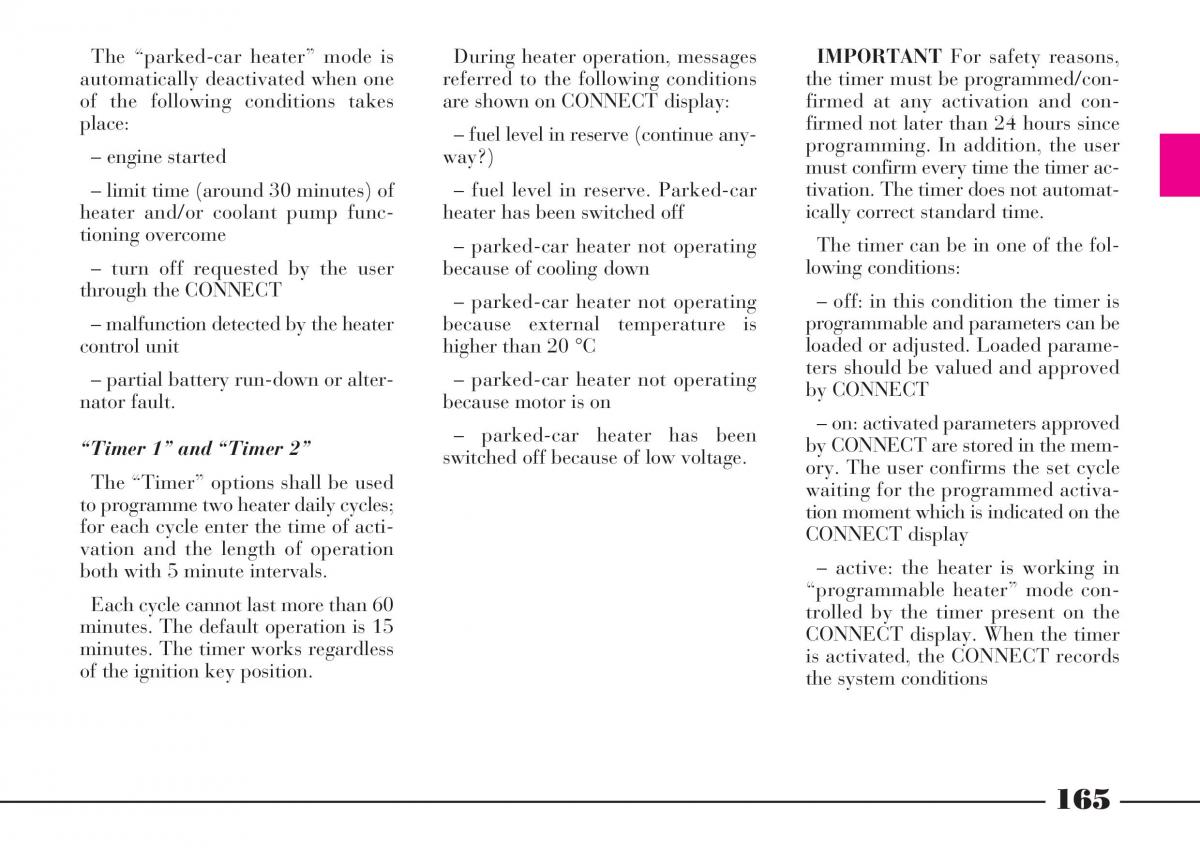 Lancia Thesis owners manual / page 166