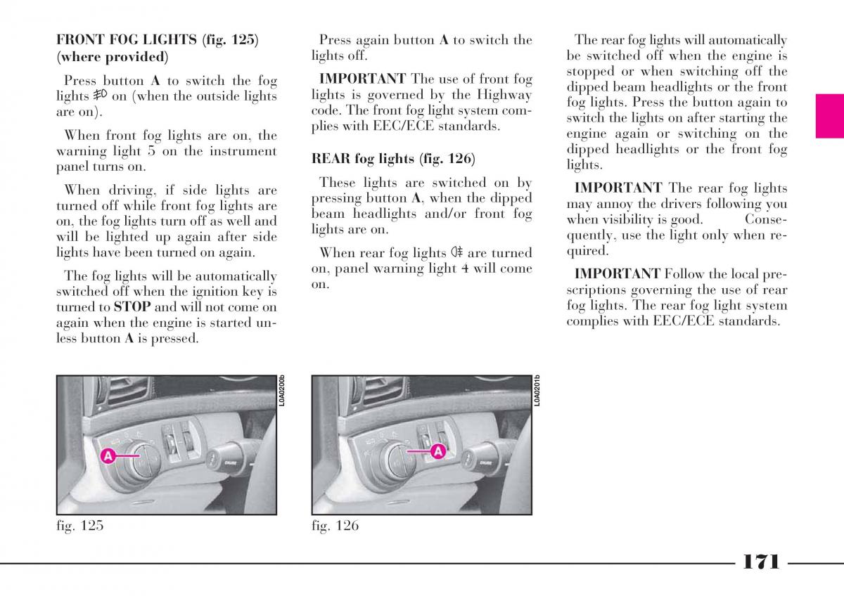 Lancia Thesis owners manual / page 172