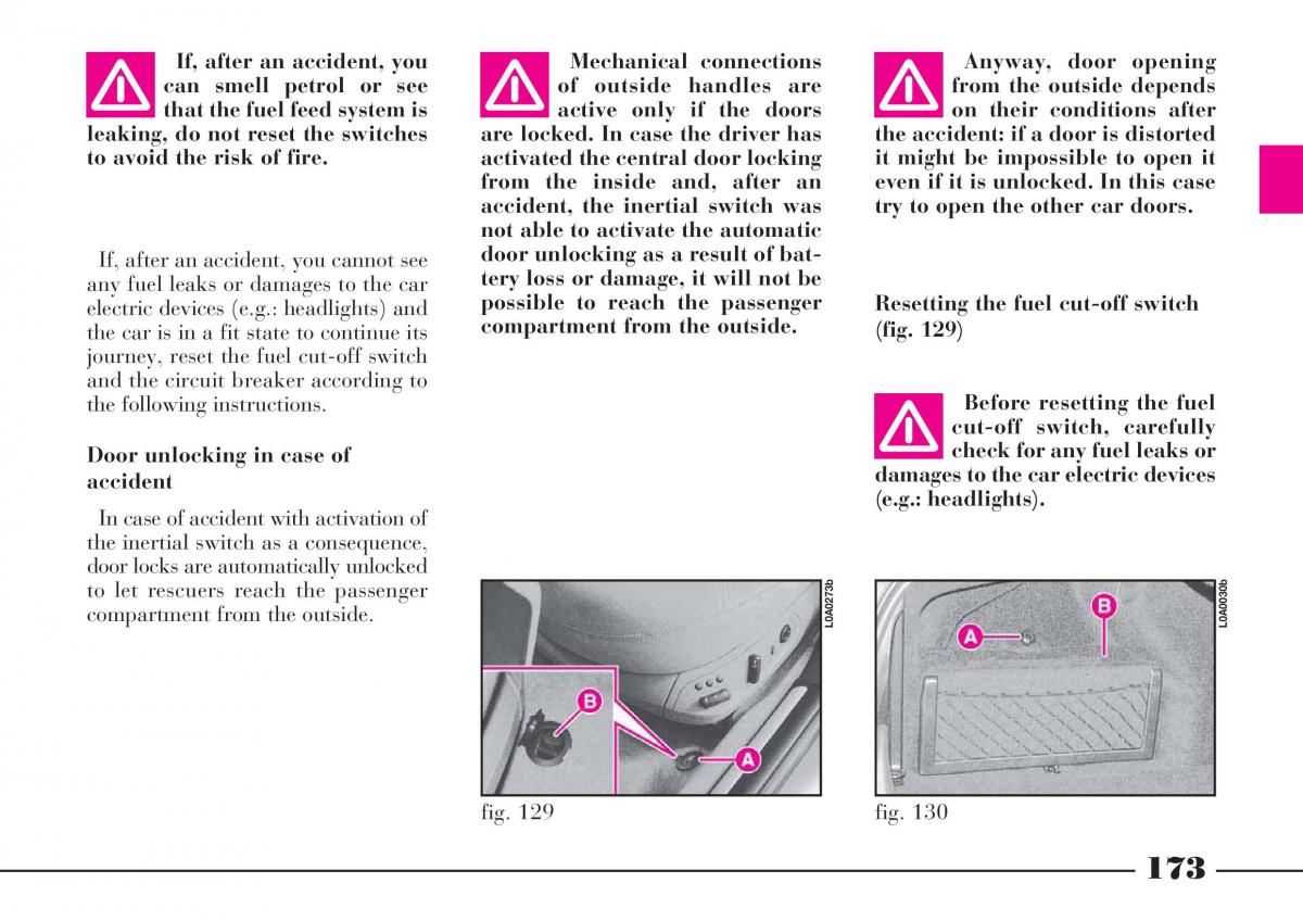 Lancia Thesis owners manual / page 174