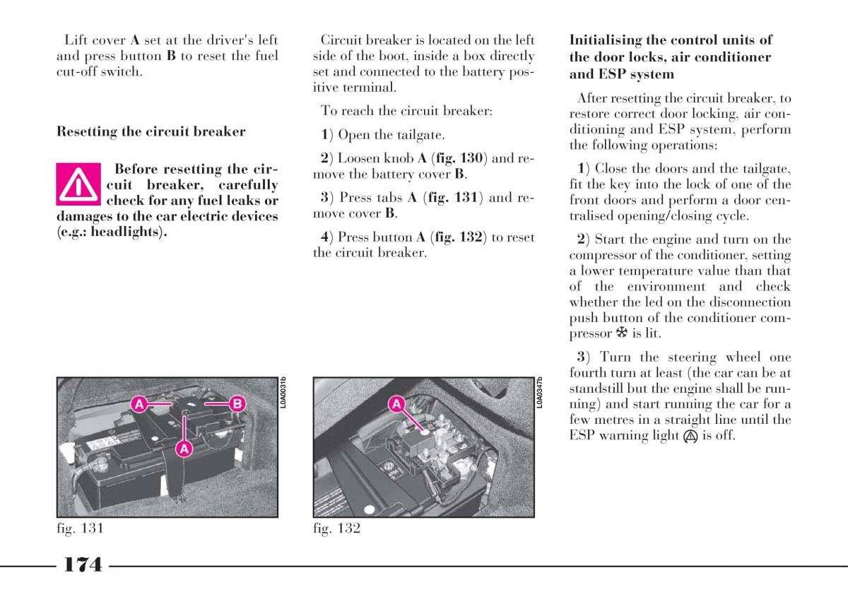 Lancia Thesis owners manual / page 175