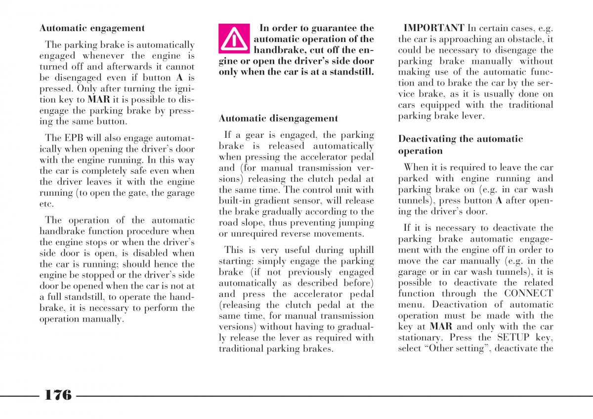 Lancia Thesis owners manual / page 177