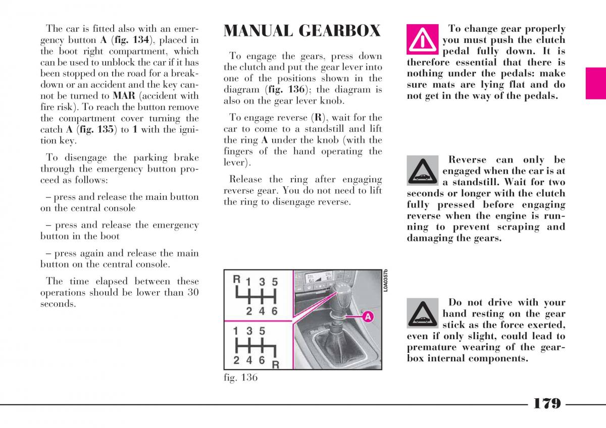 Lancia Thesis owners manual / page 180