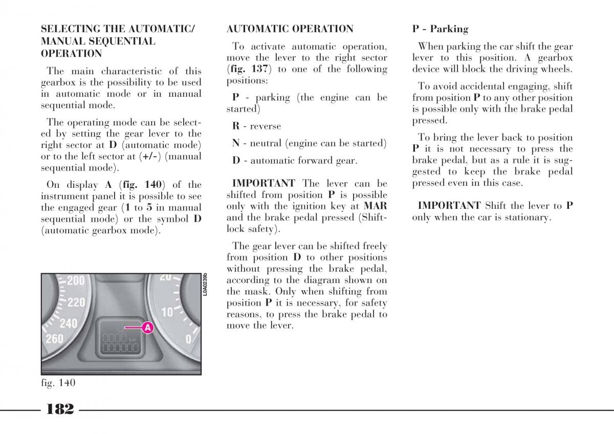 Lancia Thesis owners manual / page 183