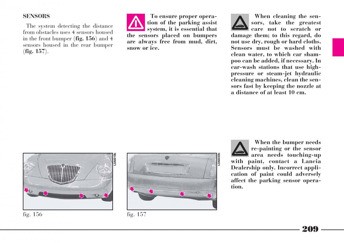 Lancia Thesis owners manual / page 210